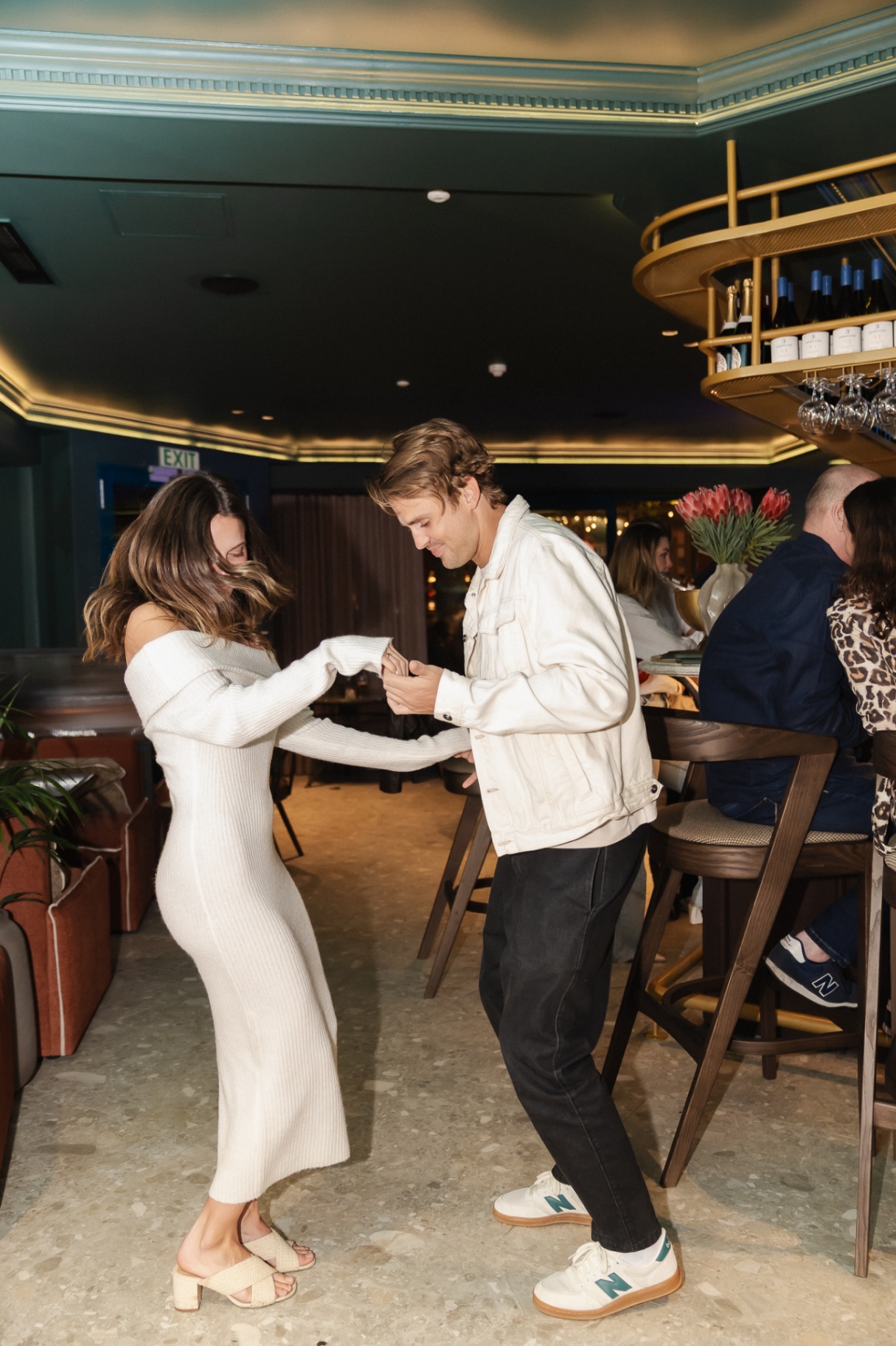 Couple dancing near the Noah bar on a First Thursday night