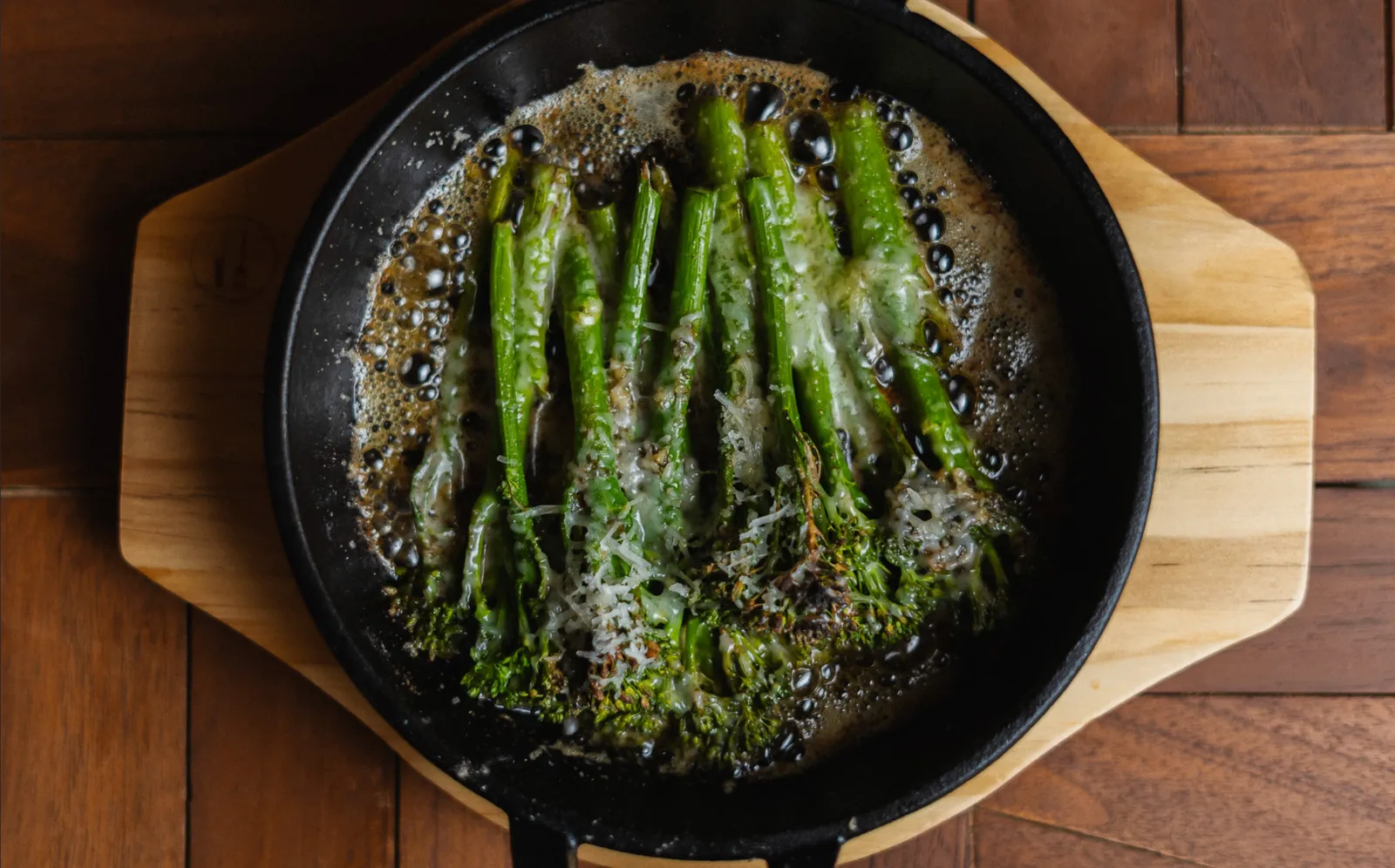 Charred broccolini with chilli, lemon and parmesan