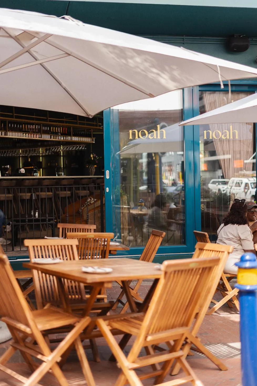 Noah Cape Town shopfront on Loop Street with the bar visible through floor-to-ceiling windows
